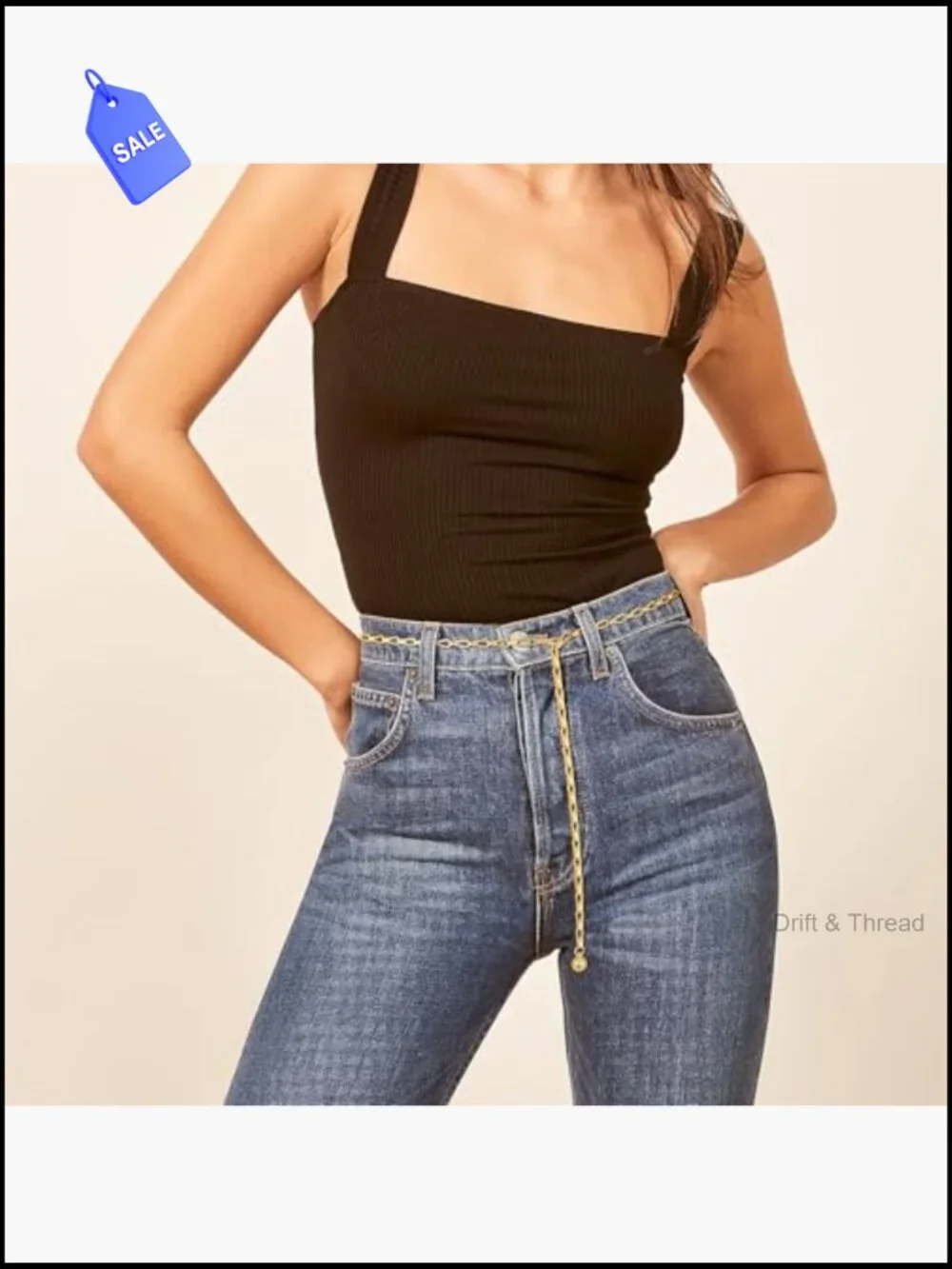 Gold Chunky Chain Belt Adjustable Waist Link Belt for Dress Jeans